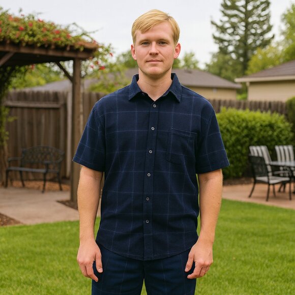 Van Heusen Other - Van Heusen Blue & White Plaid Shirt Neck 17.